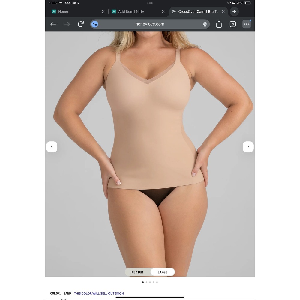 Honeylove‎ CrossOver Cami Sand Beige Shapewear Camisole V-Neck Size 2X